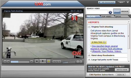 CNN I-Reports Virginia Tech Cell Phone Video